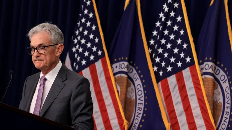 U.S. Federal Reserve Chair Jerome Powell holds a press conference following a two-day meeting of the Federal Open Market Committee on interest rate policy in Washington, U.S., July 31, 2024.