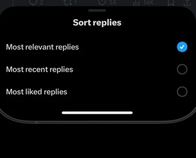 X reply sorting options